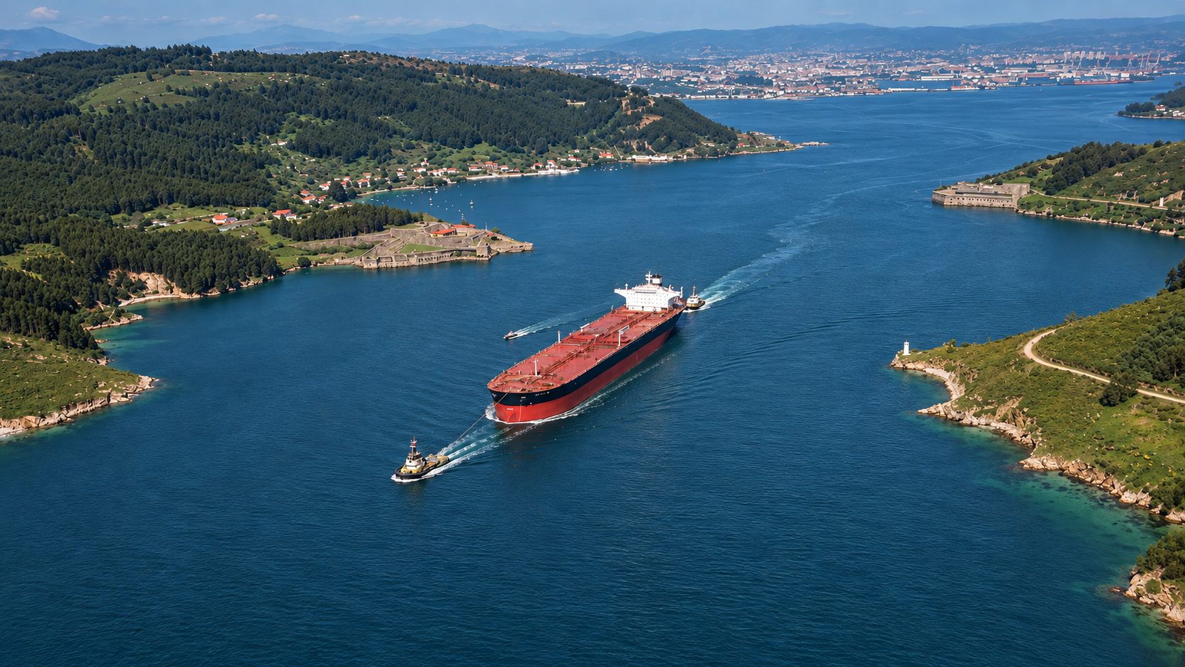 Bocana de la Ría de Ferrol desde el aire